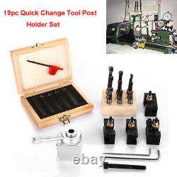 19pc Quick Change Tool Set Post Holder Mini Lathe Holder Bar CNC Boring Turning
