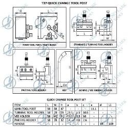 T37 Quick Change Tool Post Set For ML7 Wooden Box Set 5 Pieces